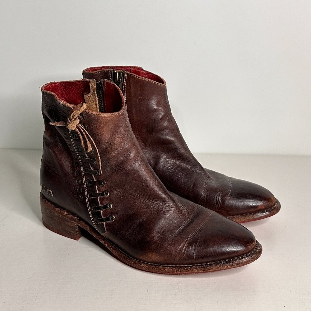 Bed Stu Cobbler Distressed Leather side zip Ankle Boots Women Size 8
